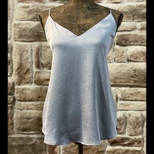 Express- Light Blue Satin Downtown Cami, Size L